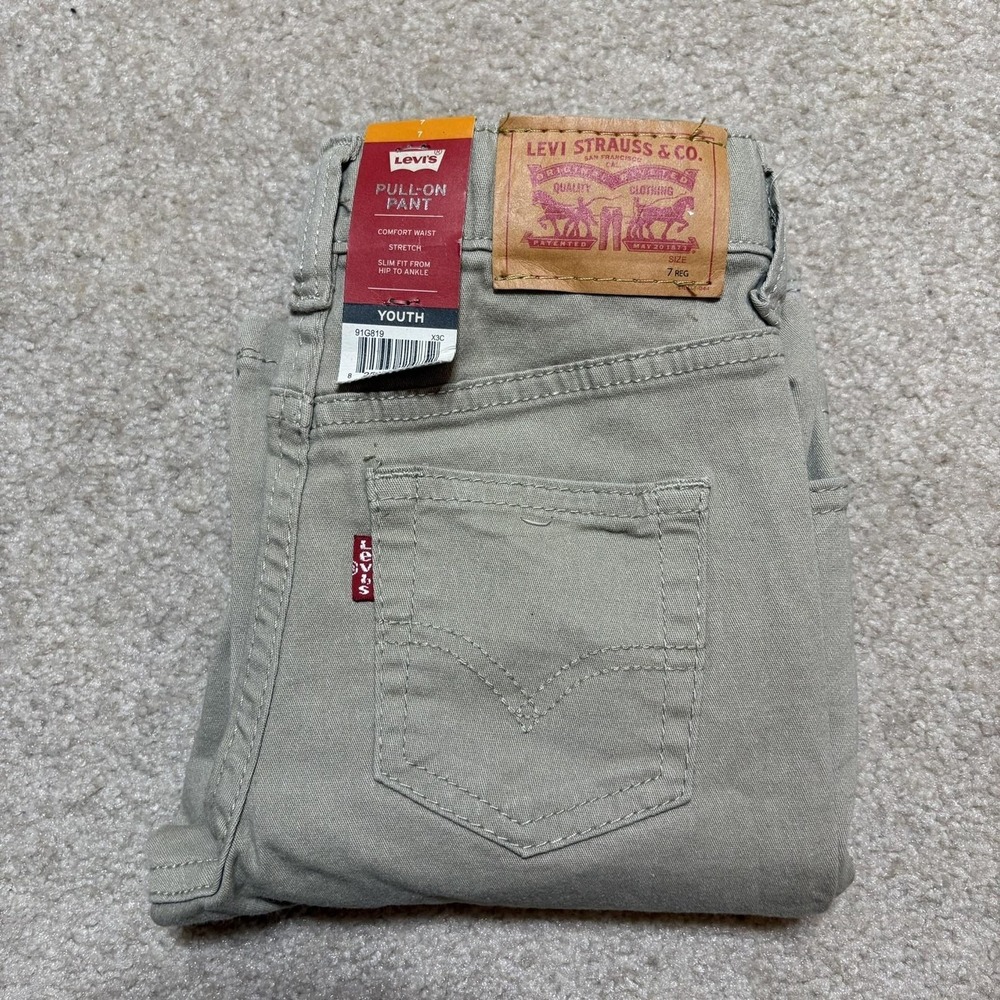 Levis Pants Youth 7 Beige Pull-On Slim Fit Stretch Khaki Casual Twill‎ Chinos